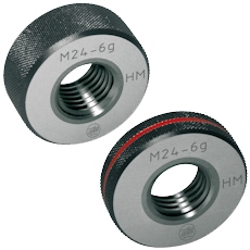 Gewindelehrringe (Gut oder Aussschuss) 6g für metrisches ISO-Regelgewinde ISO 1502 (DIN 13) aus Hartmetall.