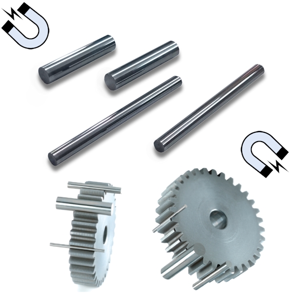 Einzelne magnetische Prüfstifte zur selbständigen Haftung an Werkstücken aus Stahl, Toleranz: ±1,0 µm, Länge 50 mm, Durchmesser 14,000 mm - 15,999 mm, Stufung: 0,001 mm